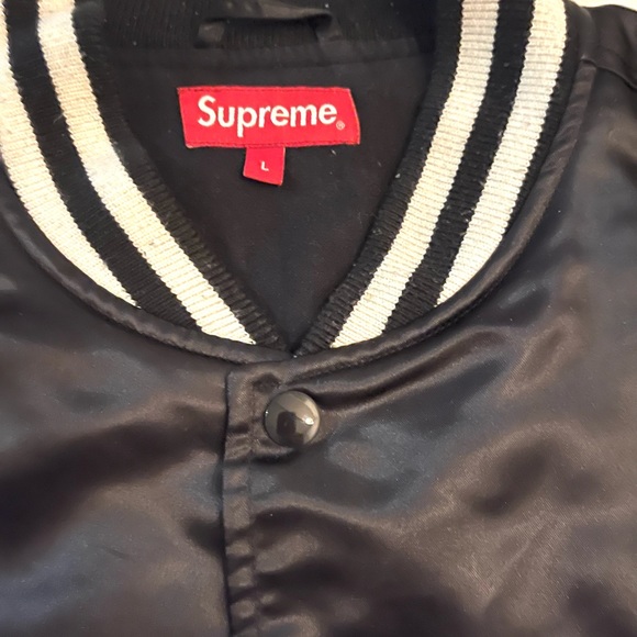 Supreme Rap-A-Lot Records Black Satin, Black & White Cuffs, Red Lettering Large - Picture 4 of 6